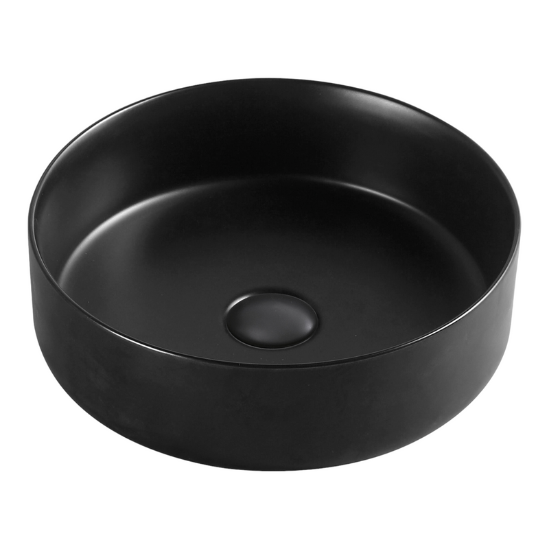 Keramik Aufbauwaschtisch rund - Schwarz 41x41x14 cm