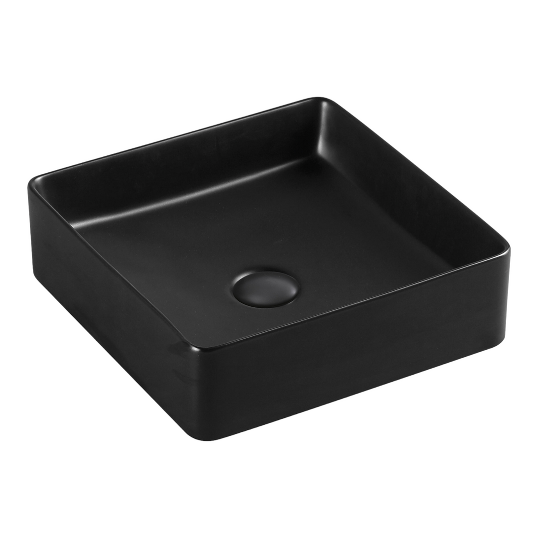 Ceramic surface-mounted washbasin square - black 40.5x40.5x11.5 cm