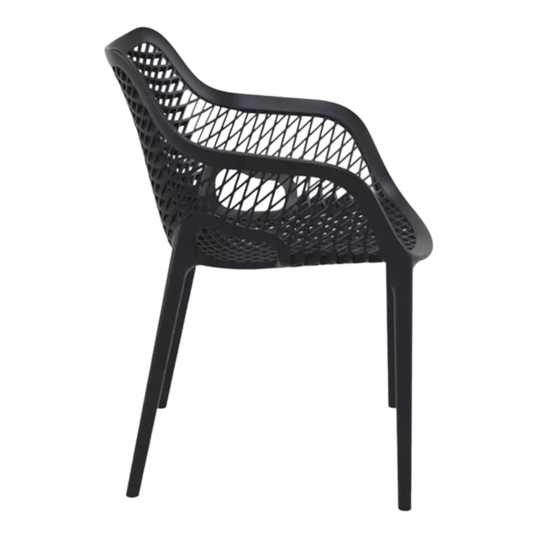 SET | 4x Outdoor Sessel mit Armlehne schwarz