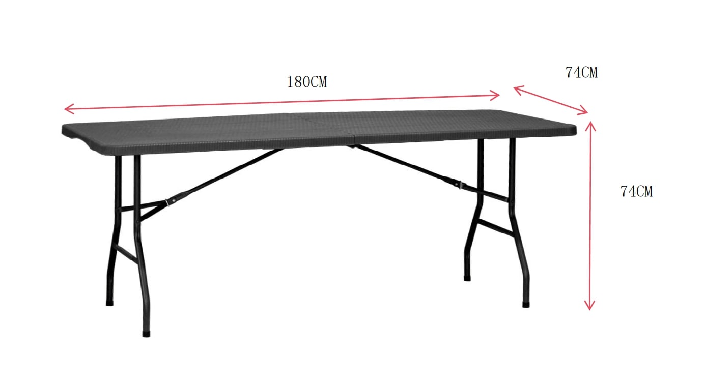 Design Festzeltgarnitur Rattan Optik klappbar aus Kunststoff schwarz - 3 Teilig