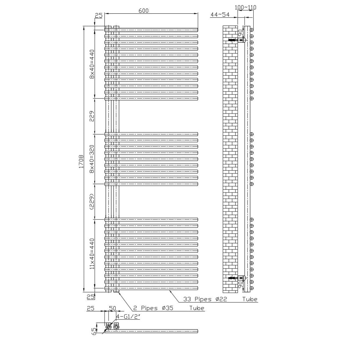 Designheizkörper WIEN, weiß, 170,8 x 60 cm