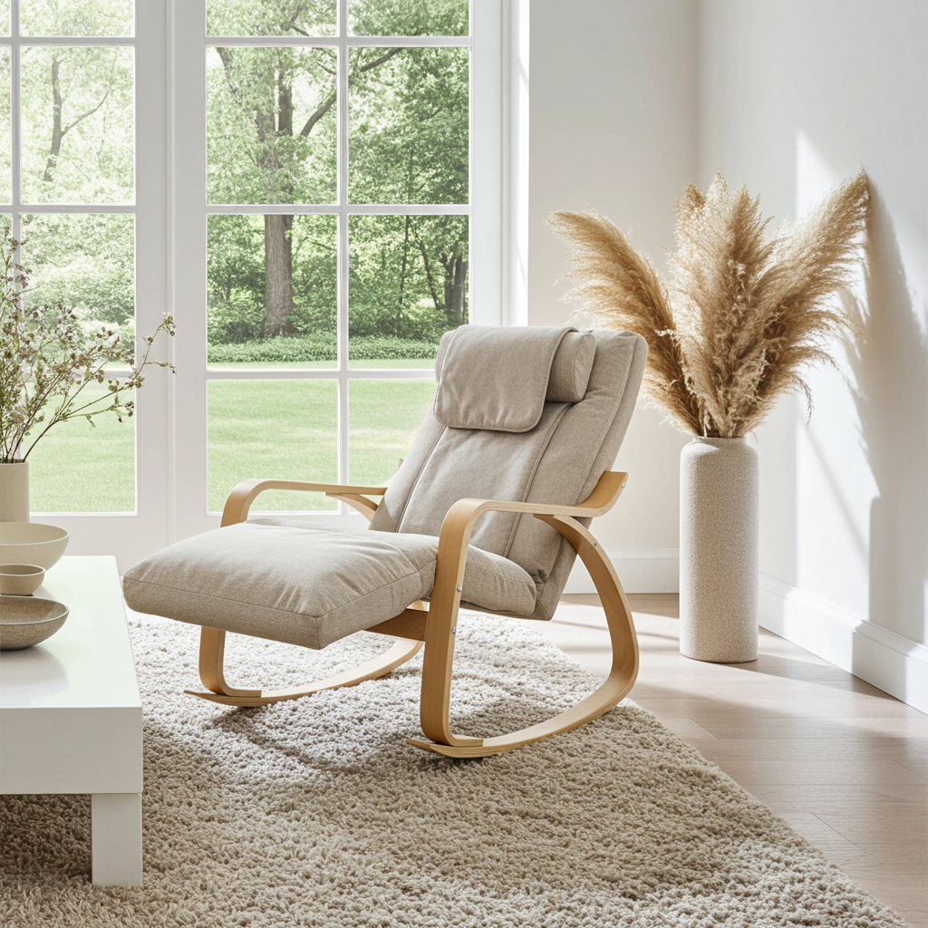 LIGORA Komfort-Schaukelstuhl mit Fußteil grau