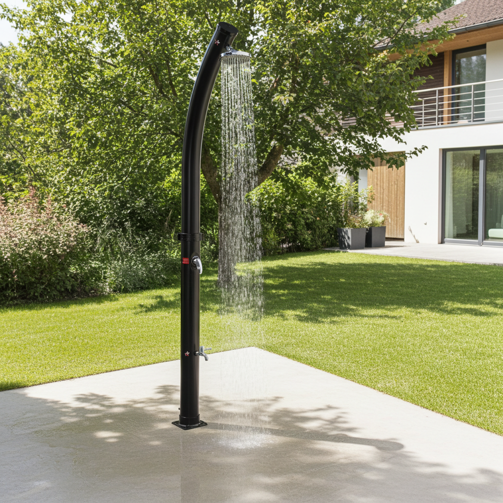 Solardusche 20L Outdoor mit Fußwaschfunktion – Schwarz, Curved Design