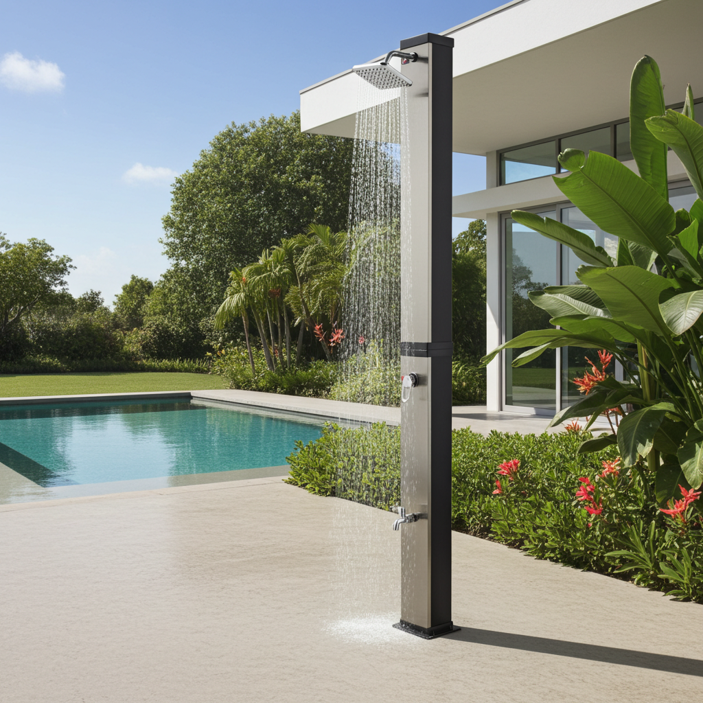 Ducha solar exterior de 40 l (níquel cepillado y negro)