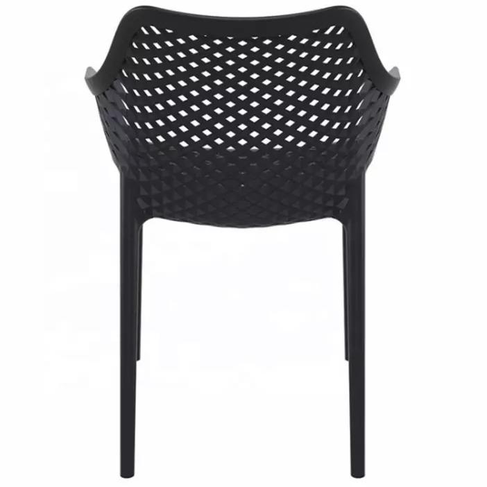 SET | 4x Outdoor Sessel mit Armlehne schwarz