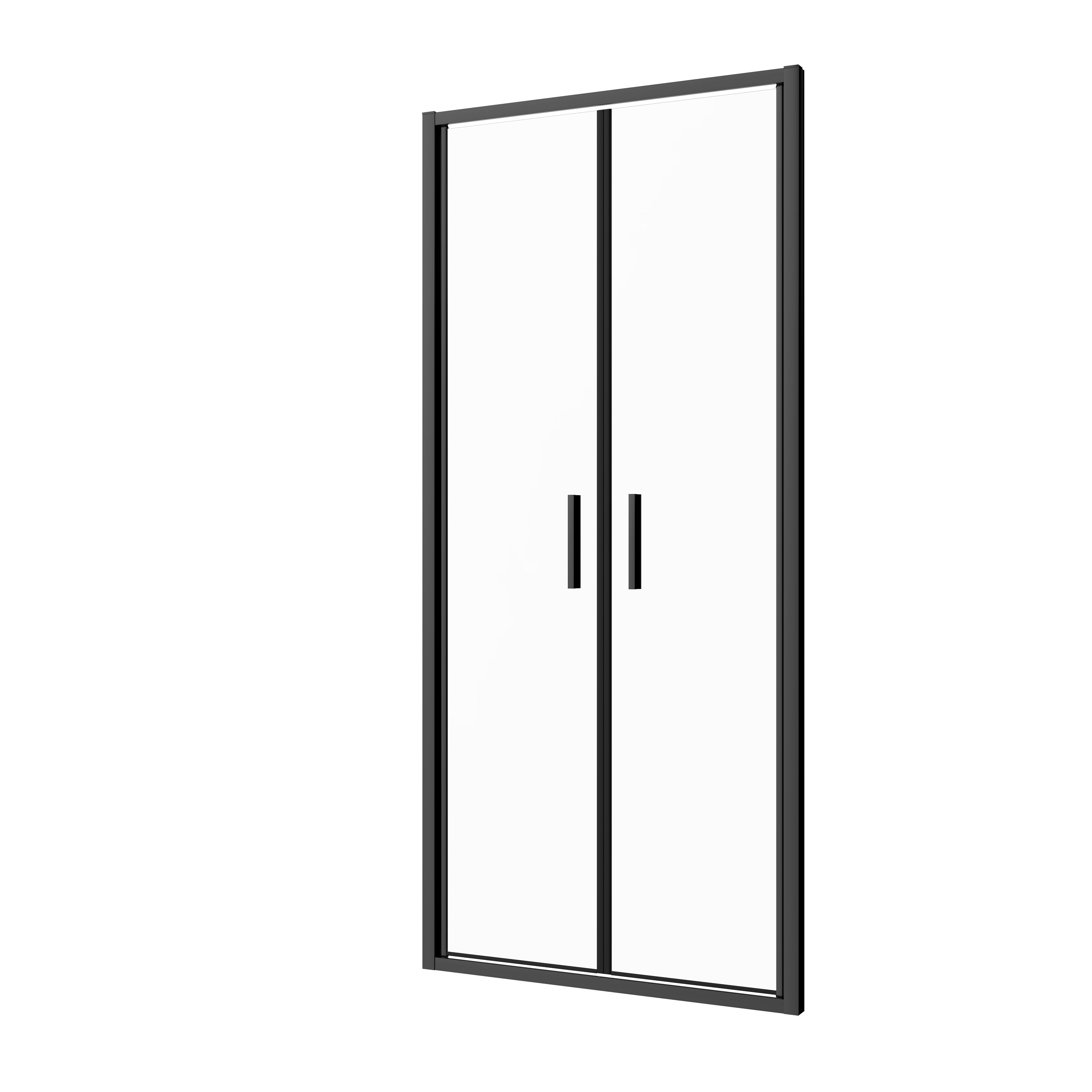 Corner shower cabin with two sliding doors, chrome in 2 different sizes