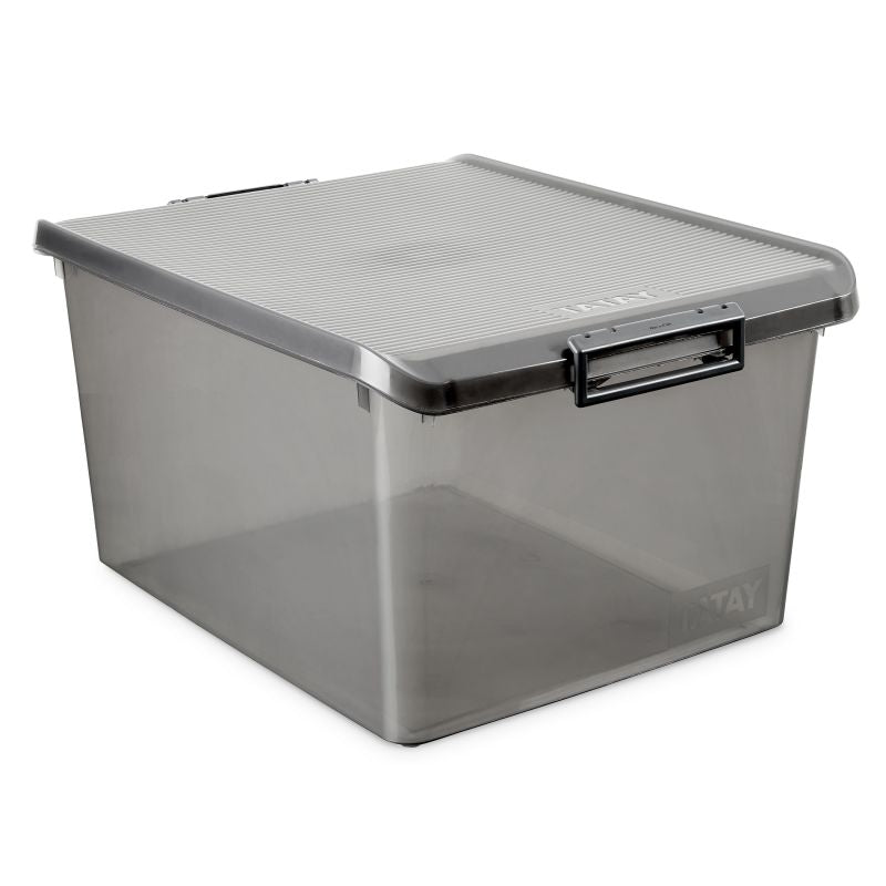 Storage box with lid Gray 35L