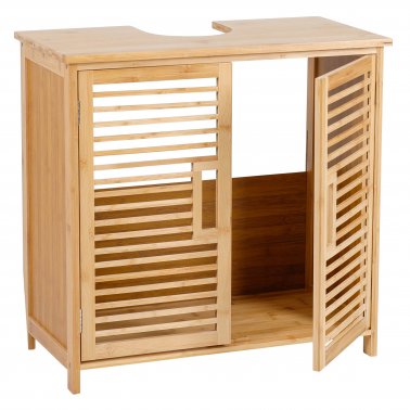 Waschbeckenunterschrank BAMBUS, Badmöbel mit Siphonausschnitt, Breite 60 cm