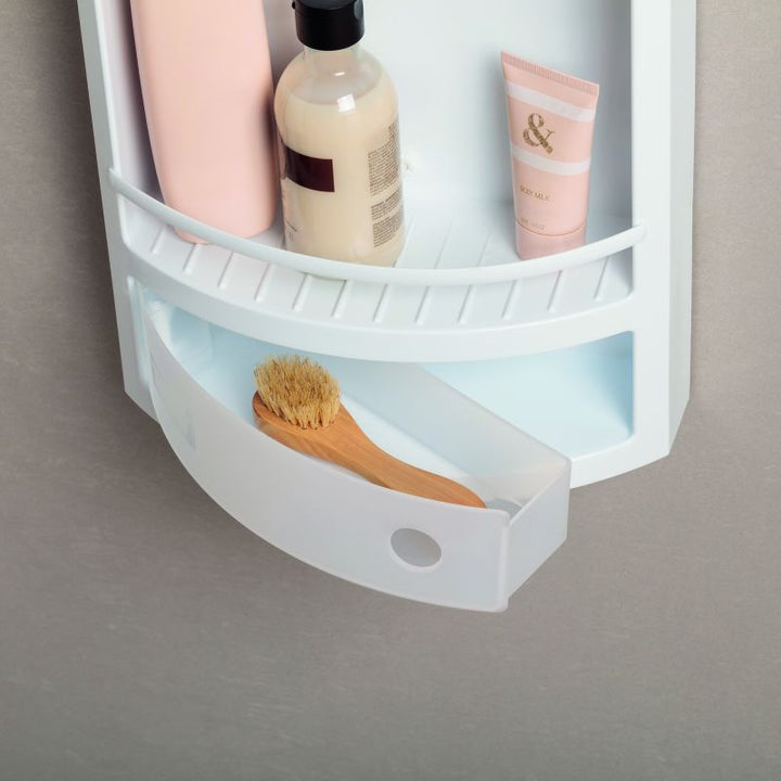 Corner shelf with drawer White