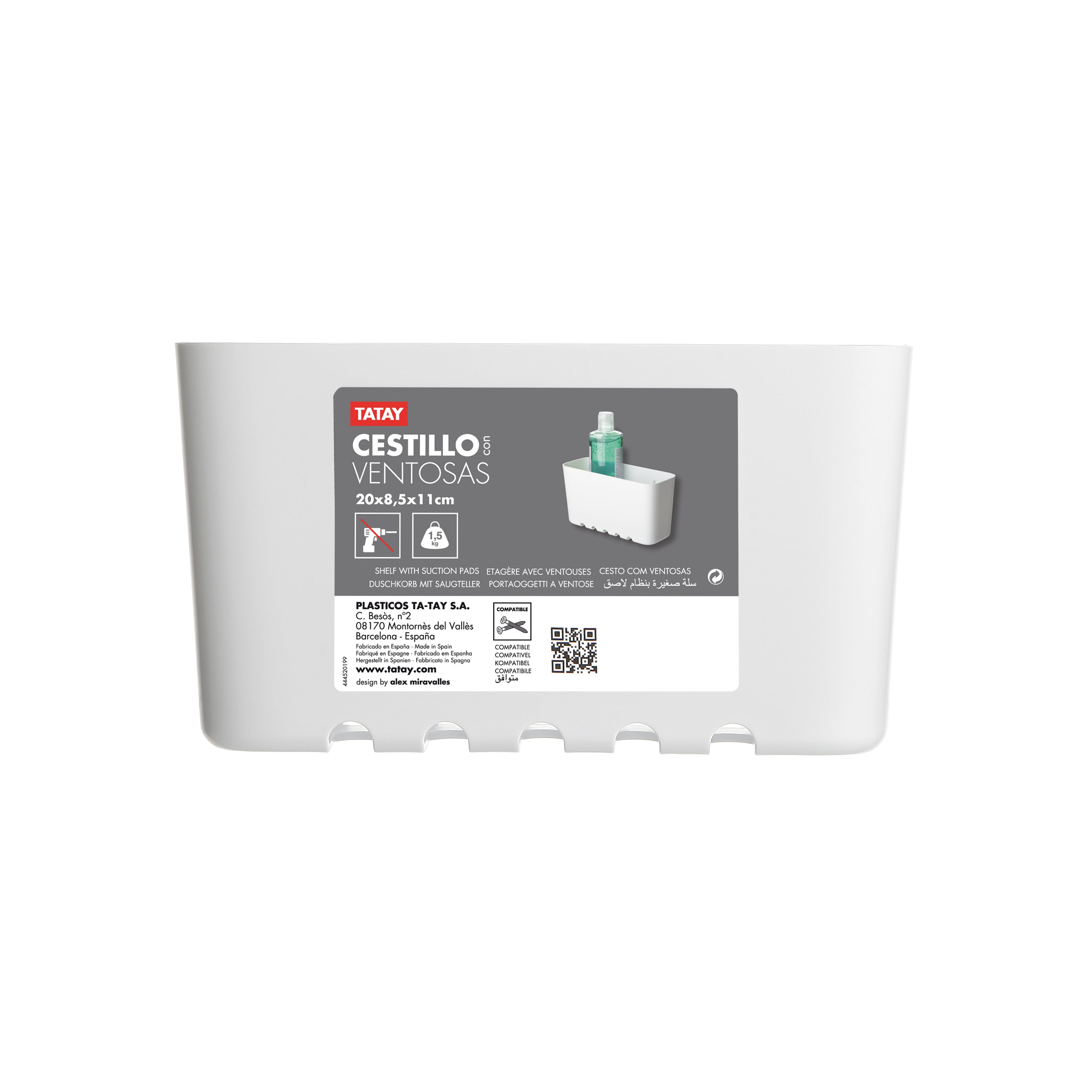 Small shower basket PVC standard white