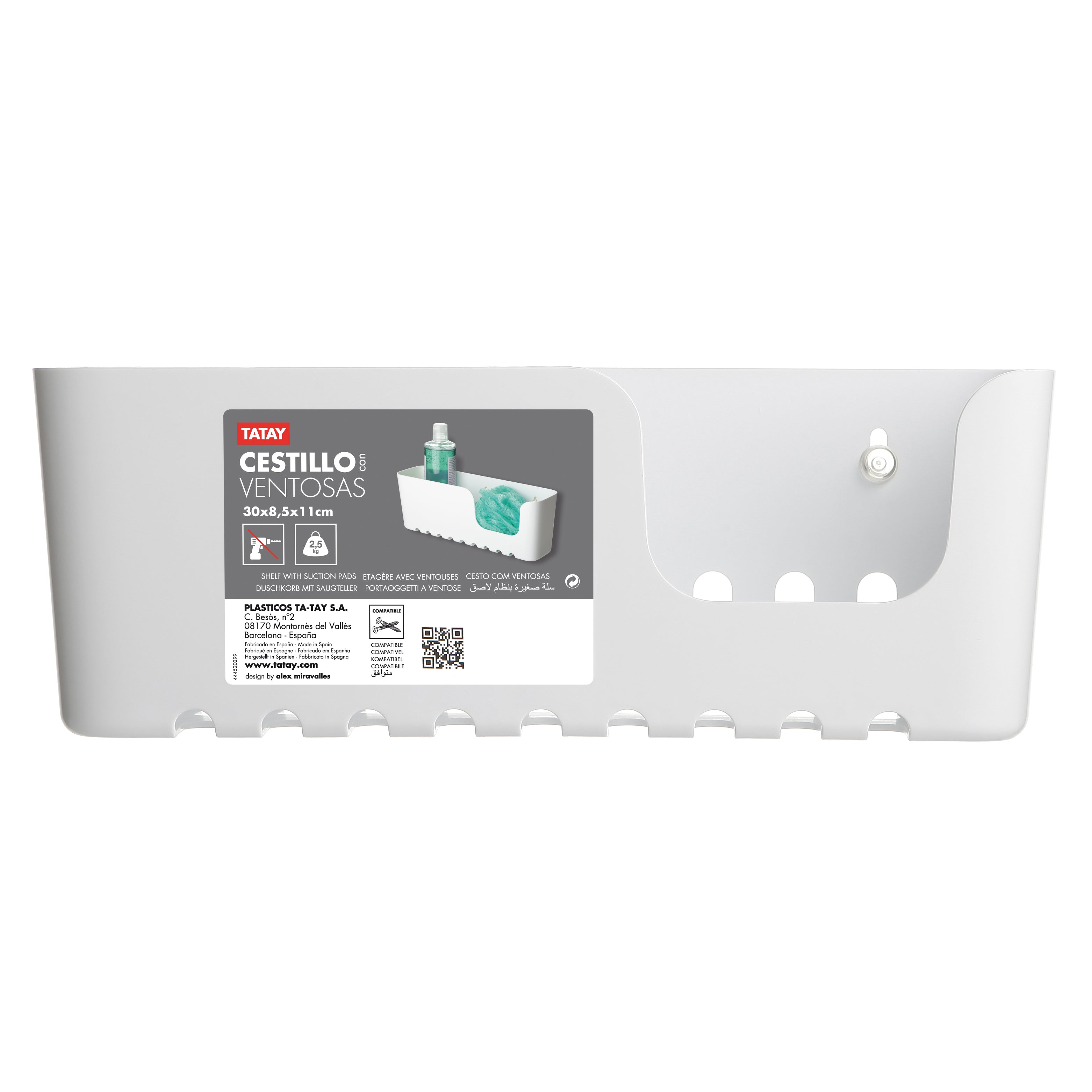 Large shower basket PVC standard white