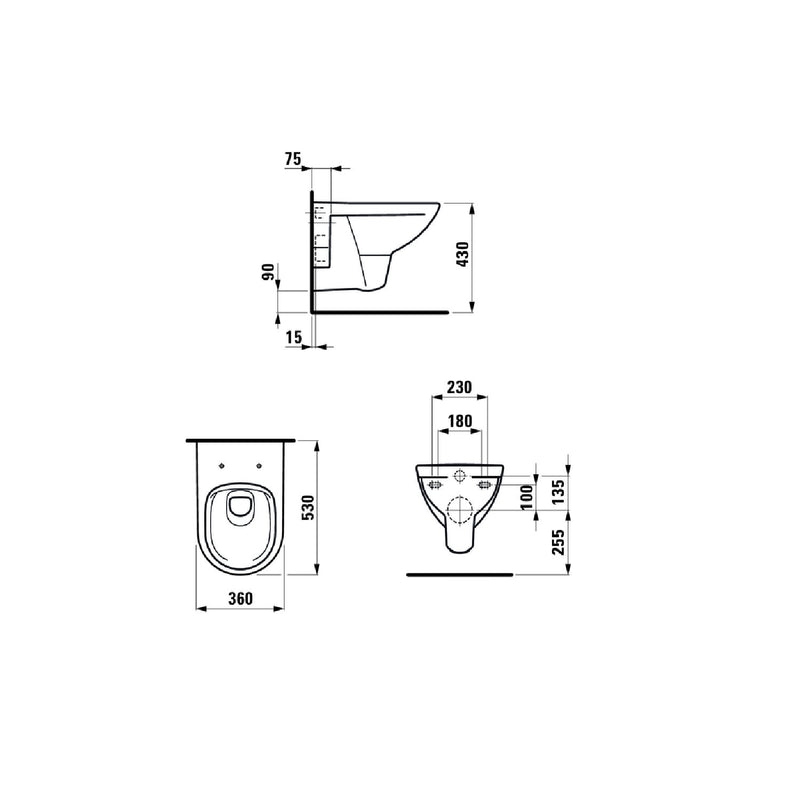 LAUFEN Pro Wand-WC Set mit WC-Sitz 6/3-Liter