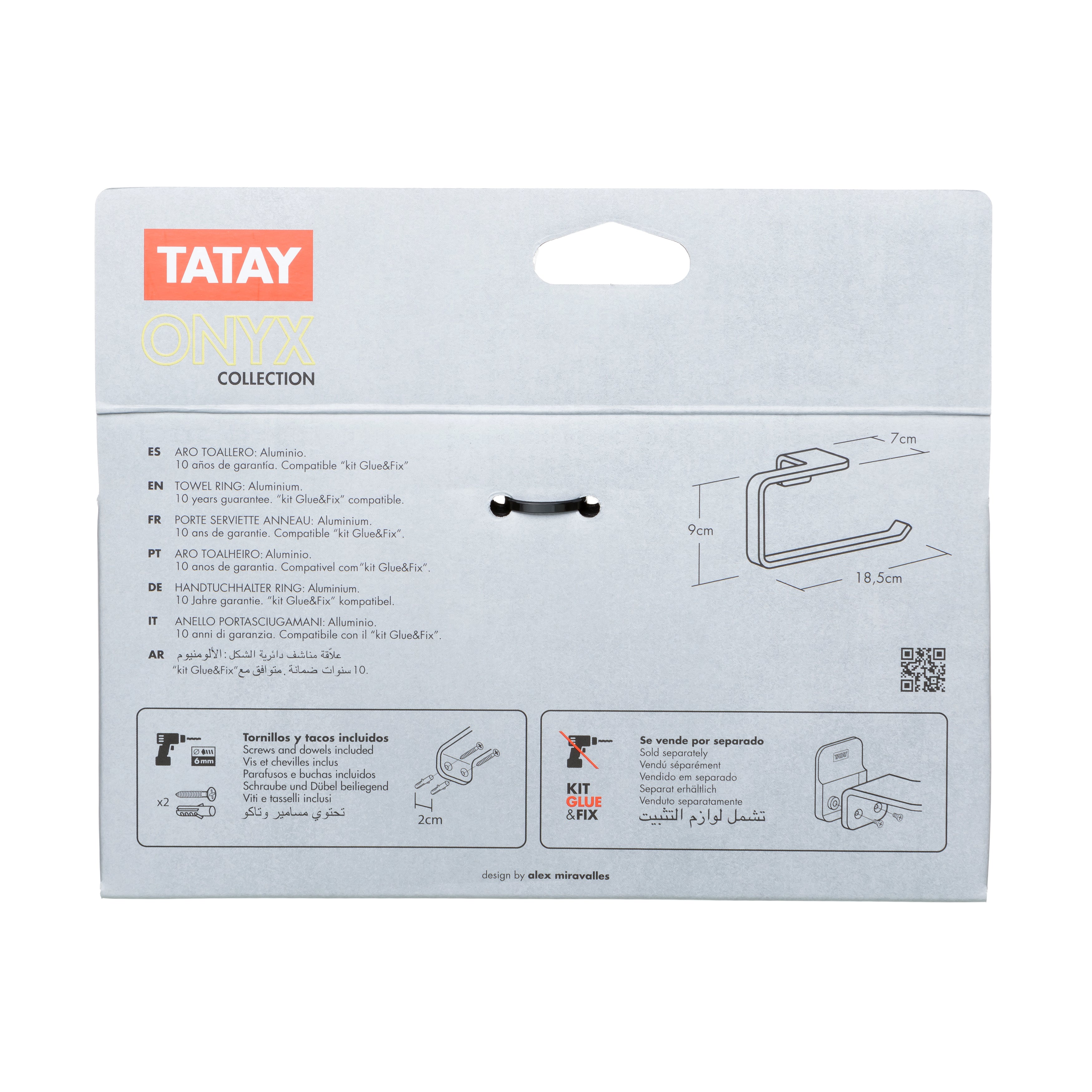 Portarrollos de papel higiénico ONYX negro mate