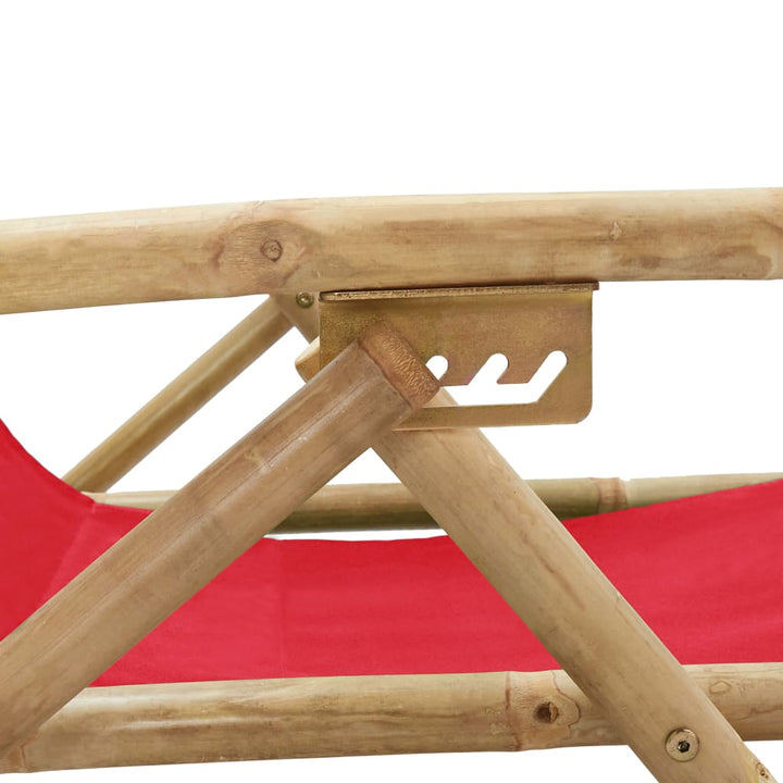 Verstellbarer Relaxstuhl Rot Bambus und Stoff