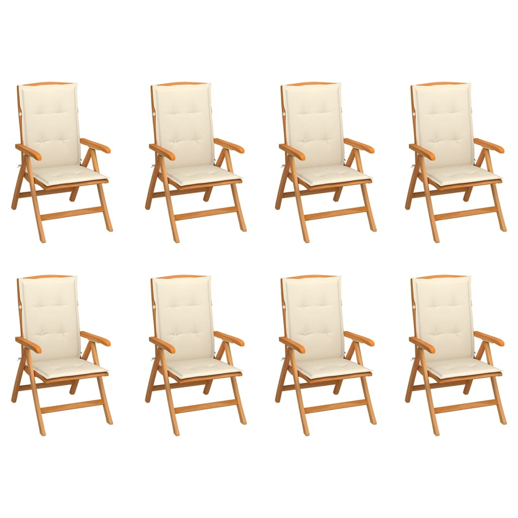 Verstellbare Gartenstühle mit Auflagen 8 Stk. Massivholz Teak
