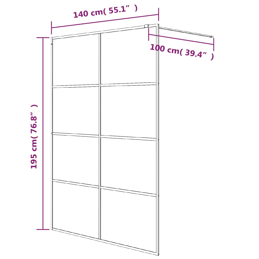 Duschwand für Begehbare Dusche Silbern 140x195 cm ESG-Klarglas