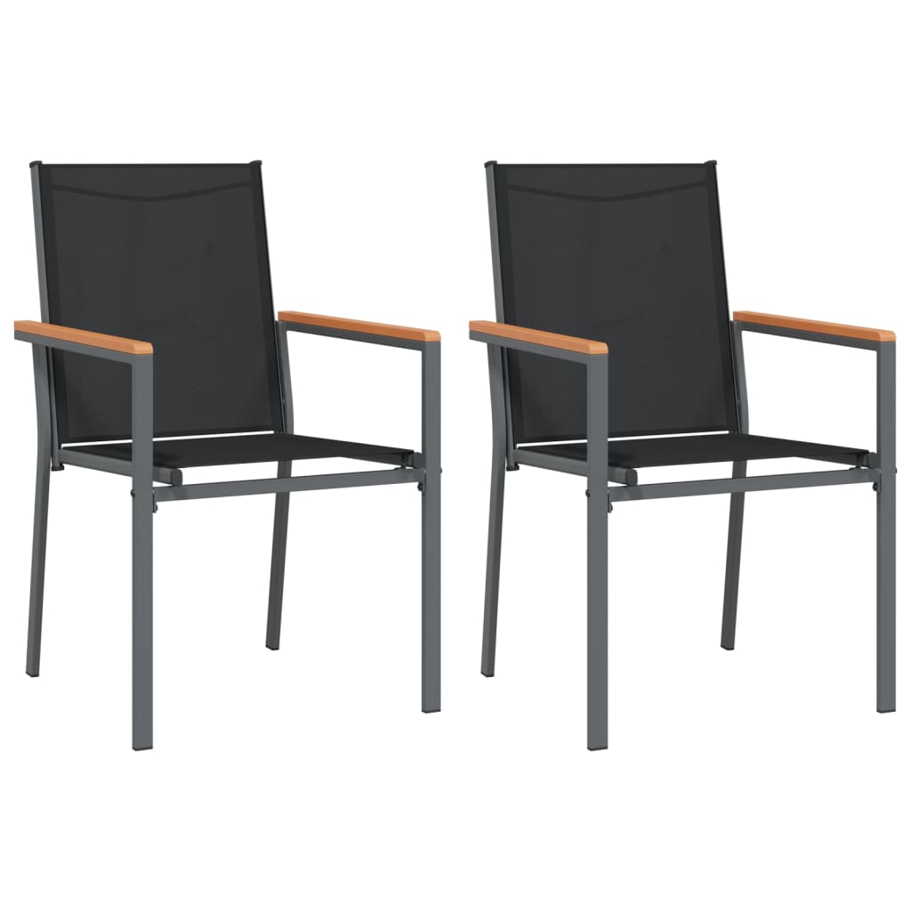 Gartenstühle 2 Stk. Schwarz 55x61,5x90 cm Textilene und Stahl
