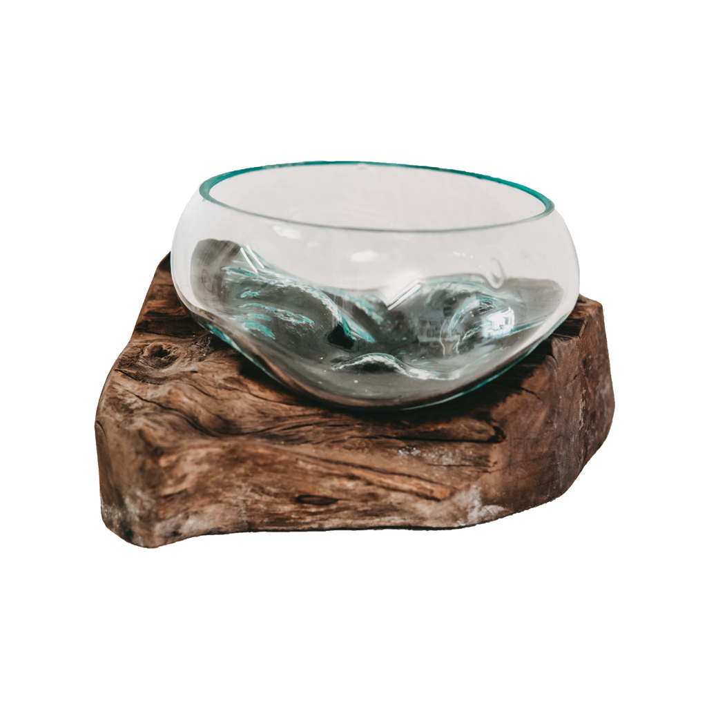 Raíz de teca con jarrón de cristal Mini gancho grande