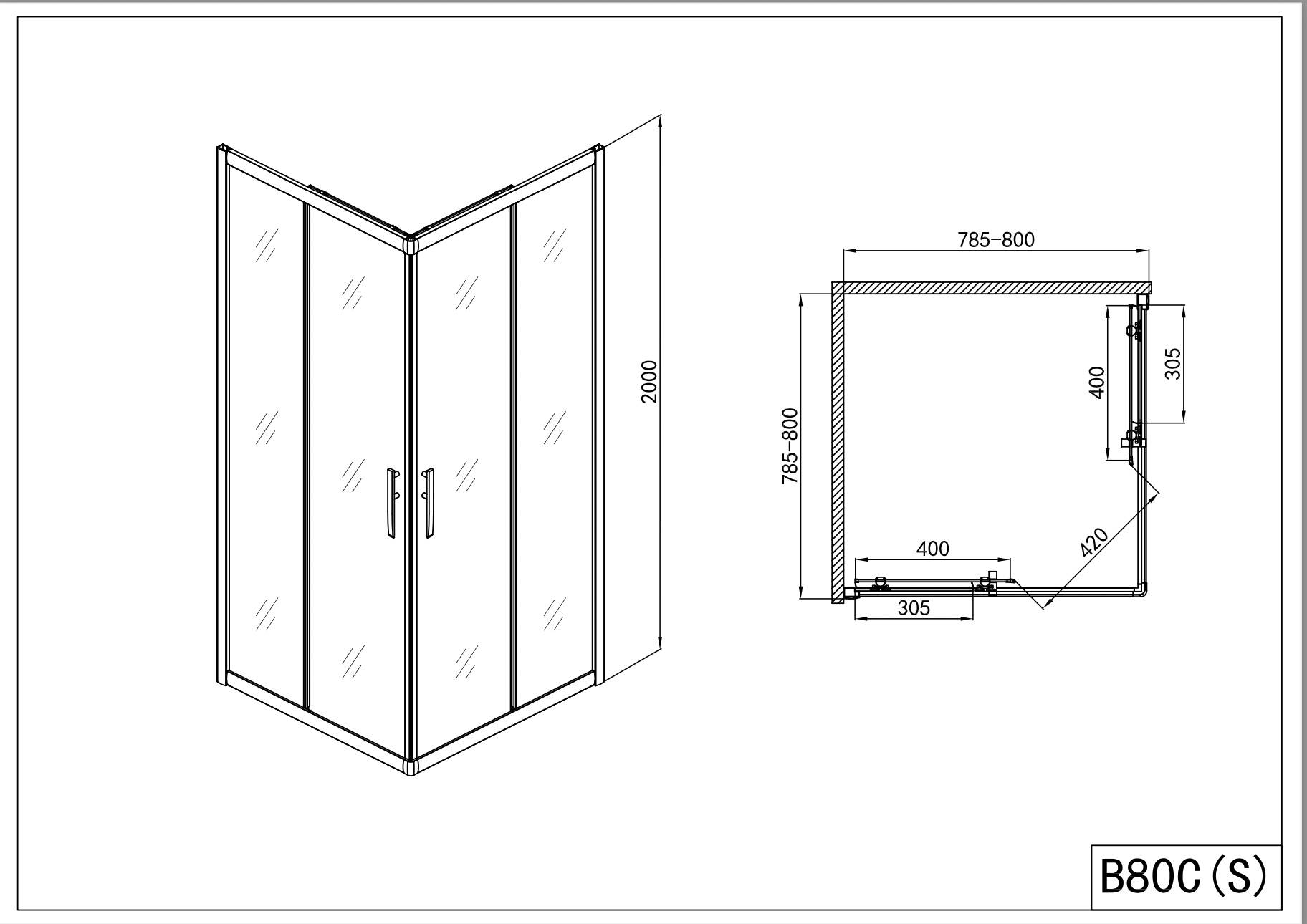 Pro - Line corner shower cubicle with Easy Clean in 4 different sizes
