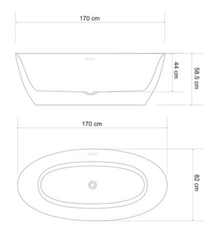 Freestanding bathtub MIAMI 170 x 82 x 58.5 cm
