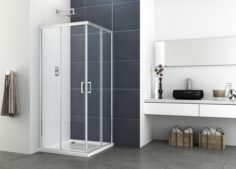 Elite Chrom Eckduschkabine 6 mm/Easy Clean, in zwei verschiedenen Größen
