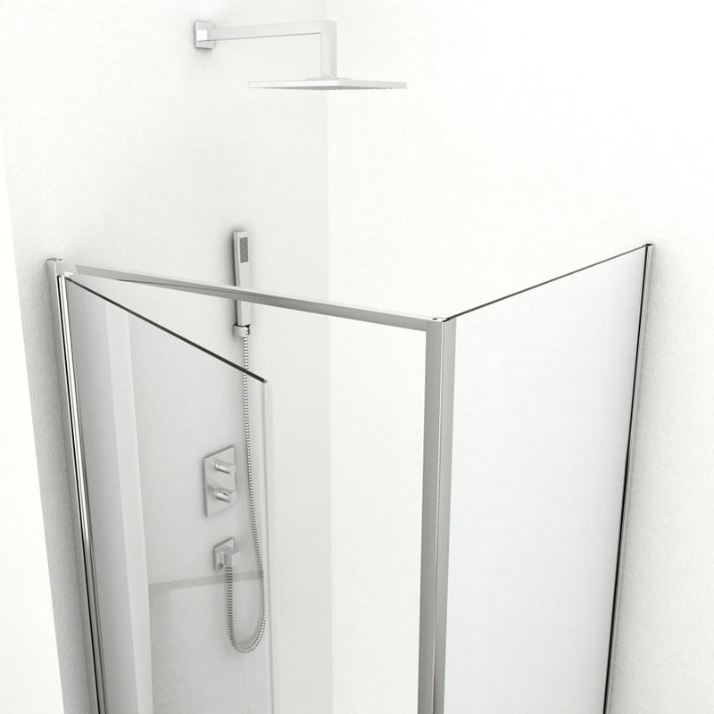 Elite chrome corner shower enclosure with Easy Clean in two different sizes