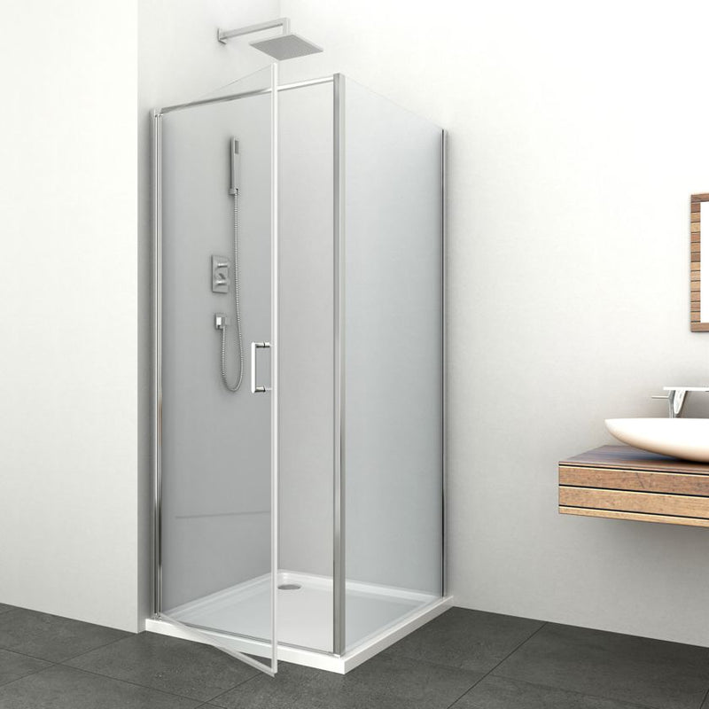 Elite chrome corner shower enclosure with Easy Clean in two different sizes