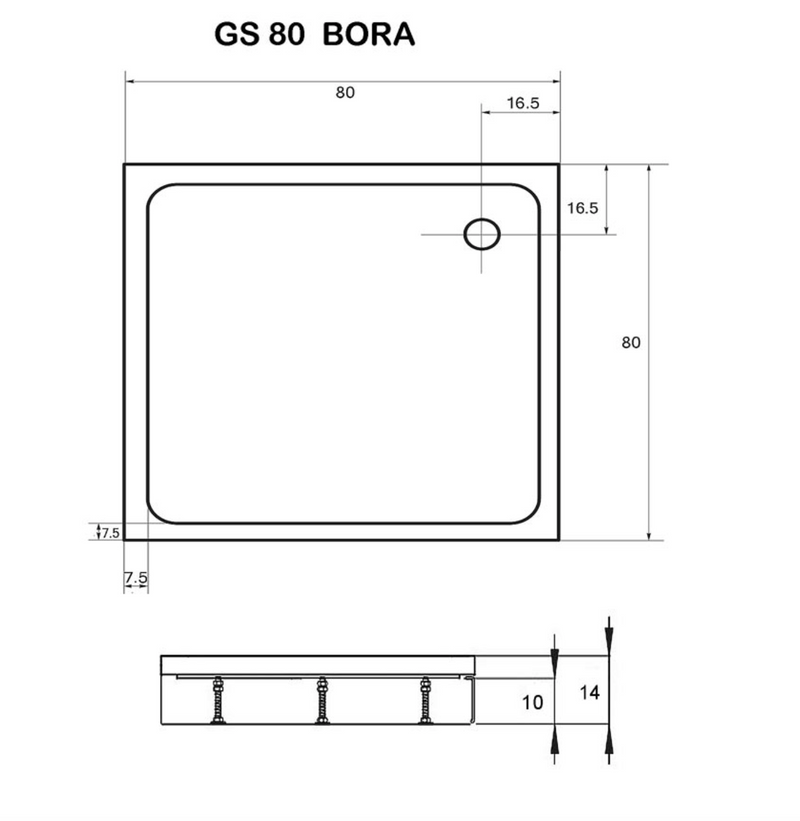 Acryl Eckbrausetasse BORA in 2 verschiedenen Größen