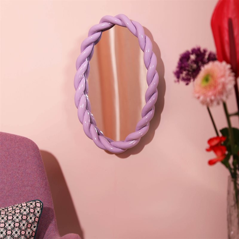 Wall mirror Braid oval lilac