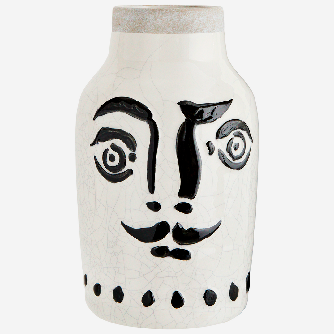 Vase Face mit Craquelé Glasur