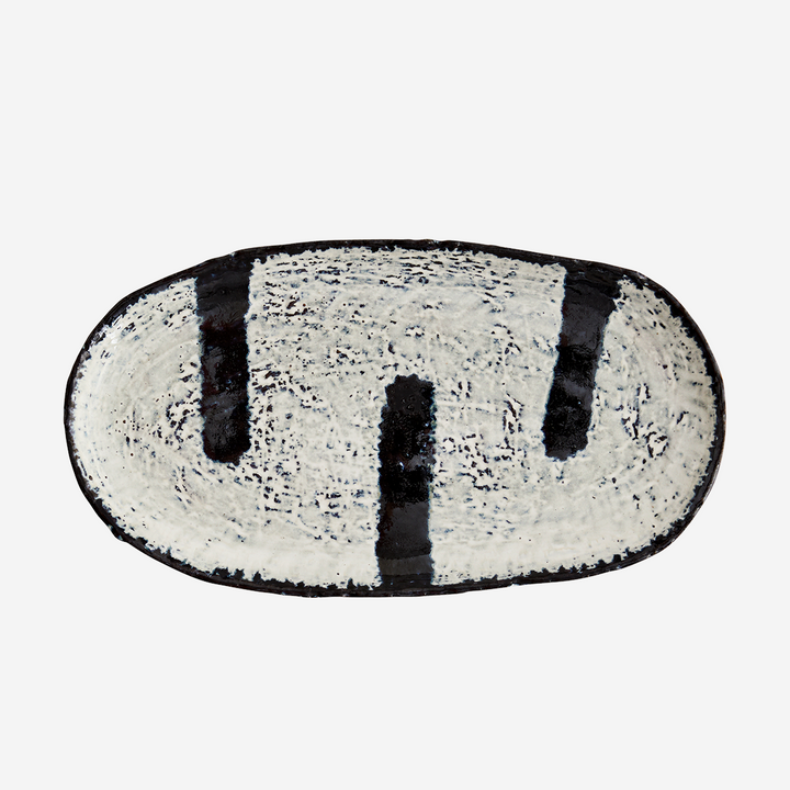 Stoneware plate Stripe oval