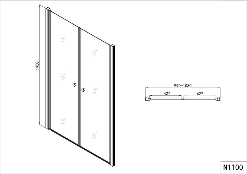 ELEGANCE double swing door in 2 different sizes