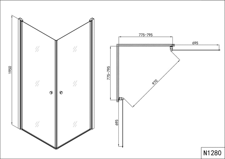 ELEGANCE Duschkabine mit zwei Schwingtüren | 2 verschiedenen Größen