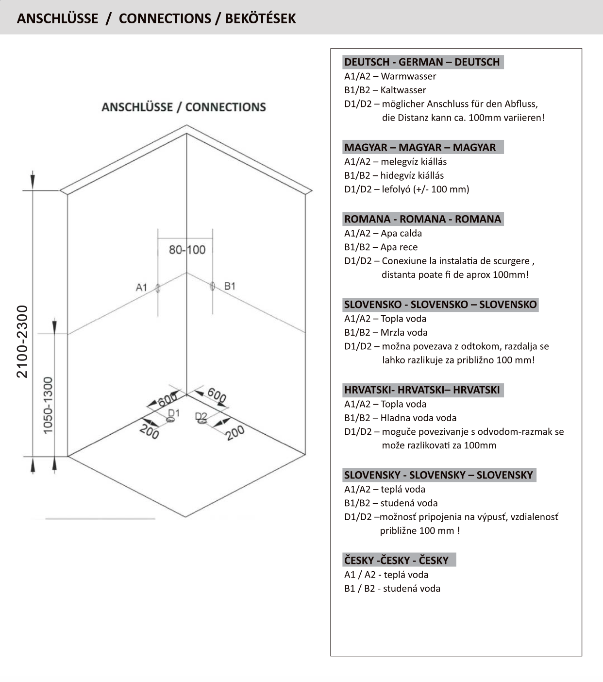 Complete shower cubicle RELOAD 90x90x225 cm
