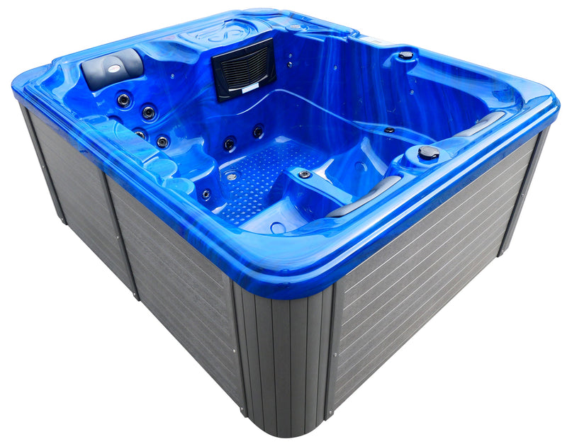 Outdoorwhirlpool OASIS Blau inkl. Abdeckung und Stiege - 208 x 175 x 90 cm