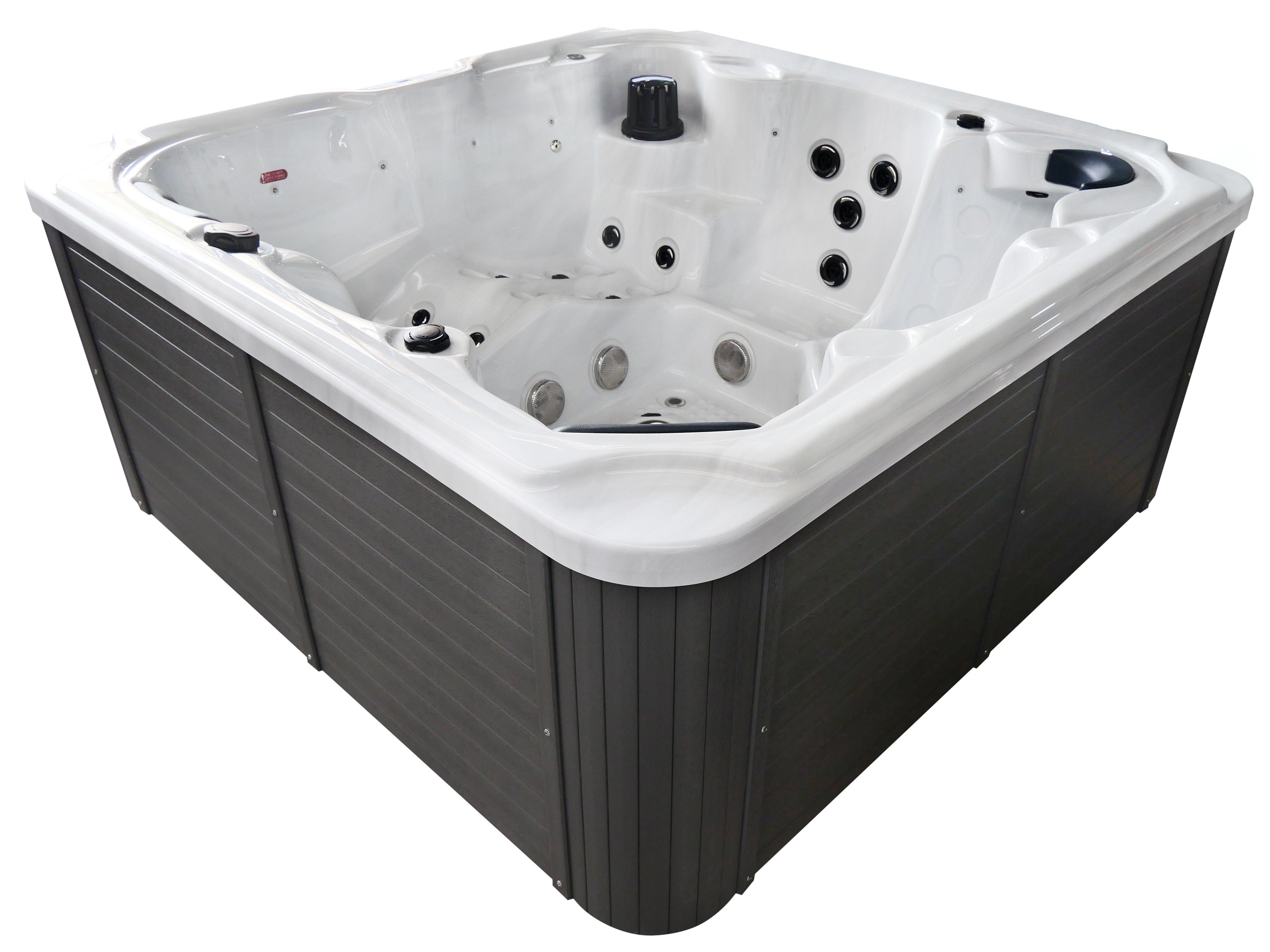 Hidromasaje exterior OASIS Maxi MÁRMOL BLANCO con peldaño y cubierta 210x210x95 cm 