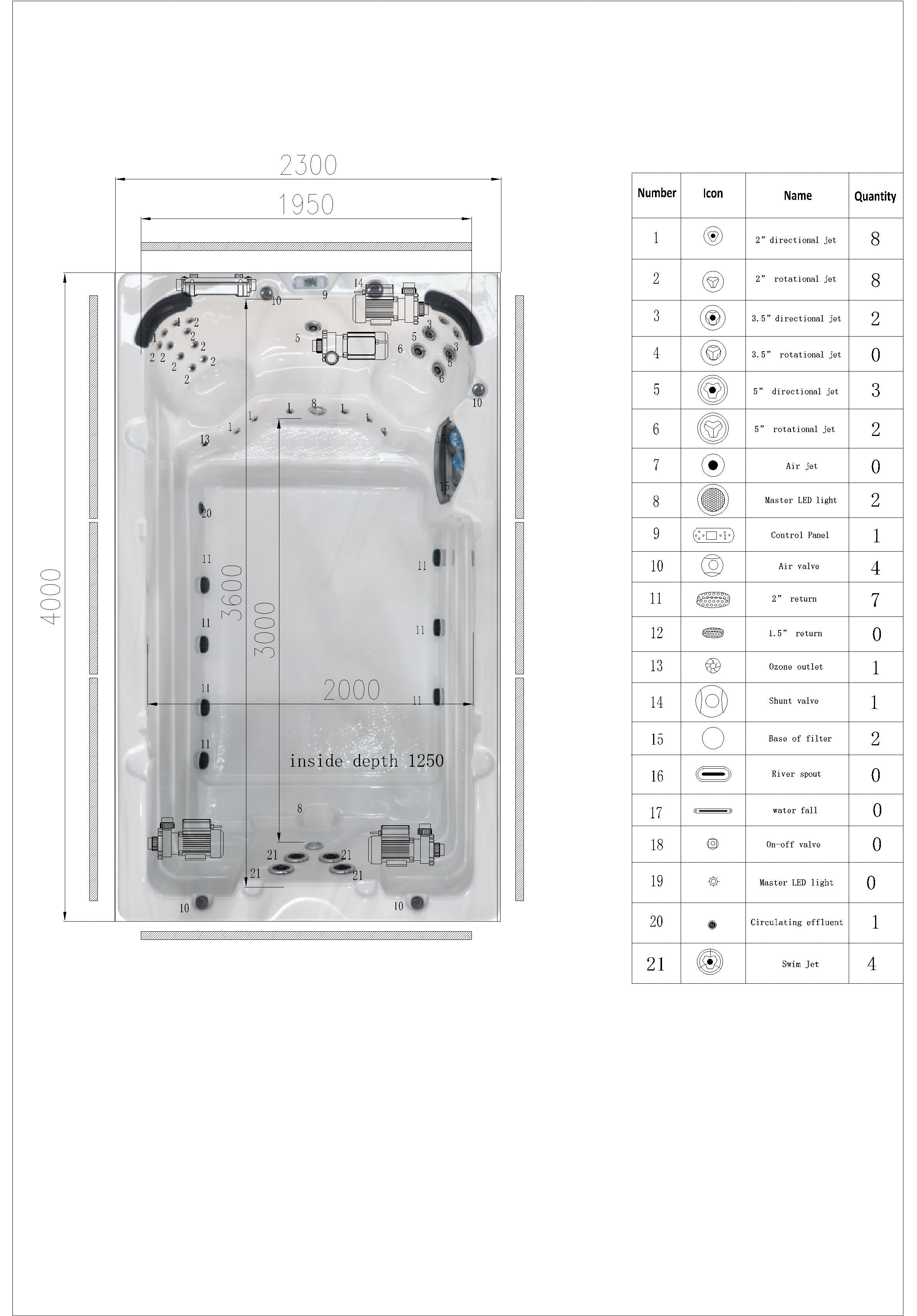 Swimspa IBIZA STERLING SILVER including cover and ladder 400 x 228 x 131 cm