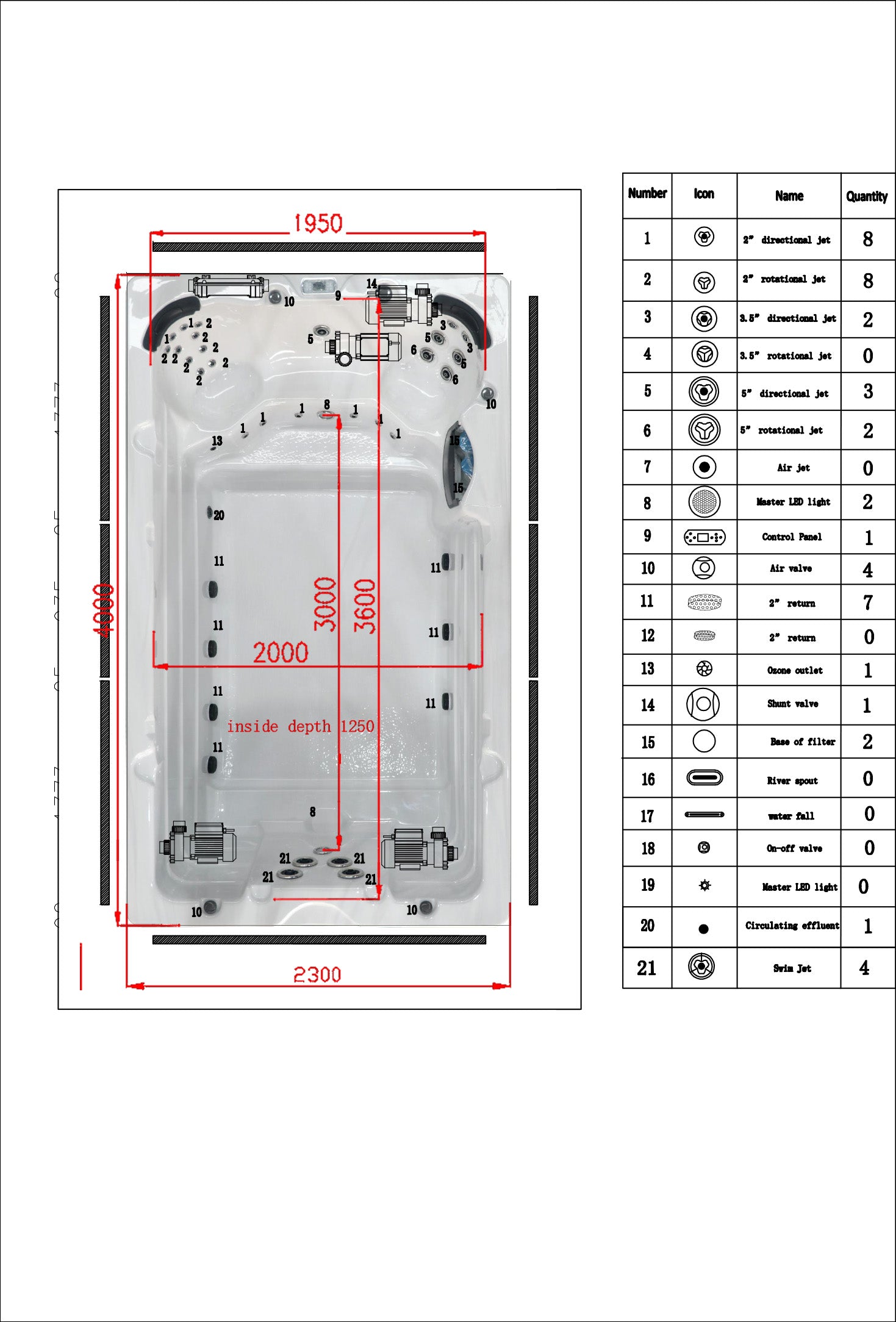 Swimspa IBIZA STERLING SILVER including cover and ladder 400 x 228 x 131 cm