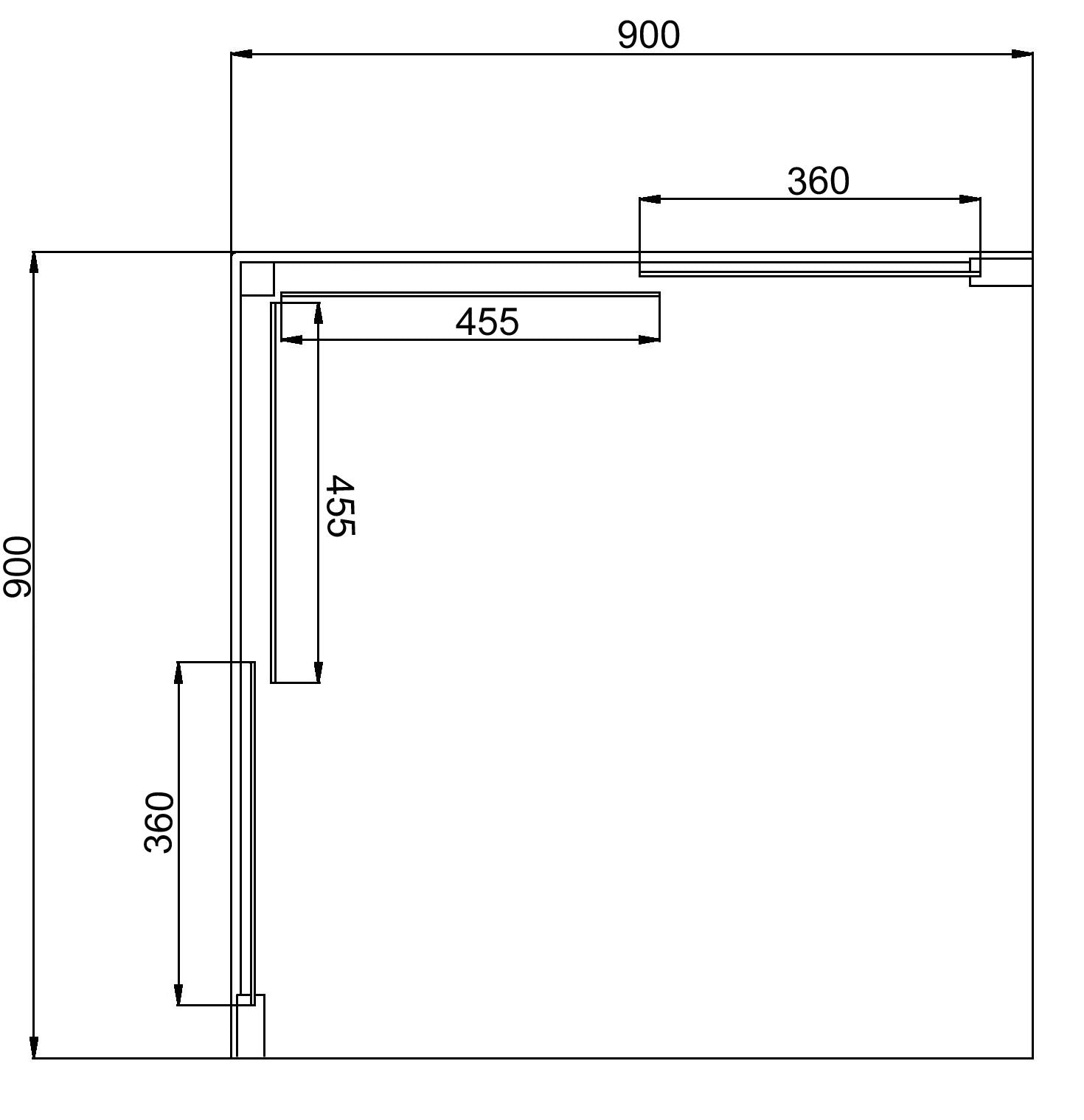 Shower cup DIANA 90 x 90 x 12.5 cm