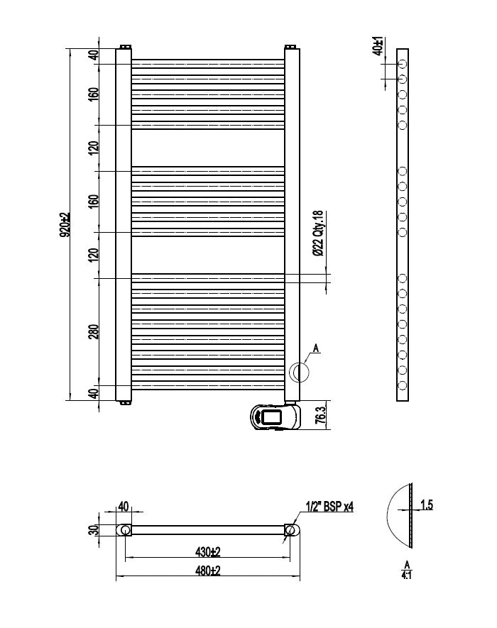 Electrodesign radiator UNO 48 x 92 cm