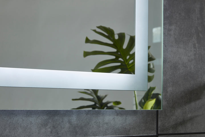 Mirror with indirect lighting, bluetooth, heating and clock
